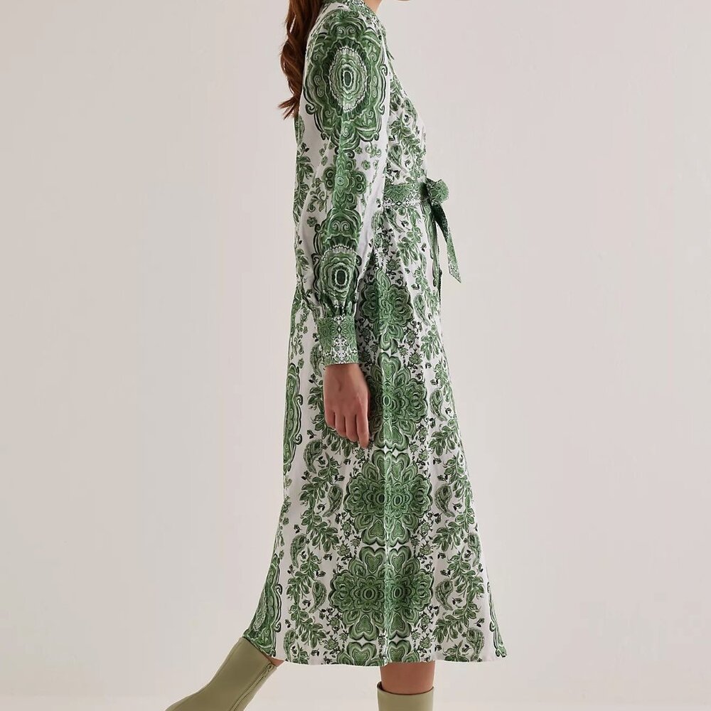 Anthropologie Kachel Midi Linen Dress